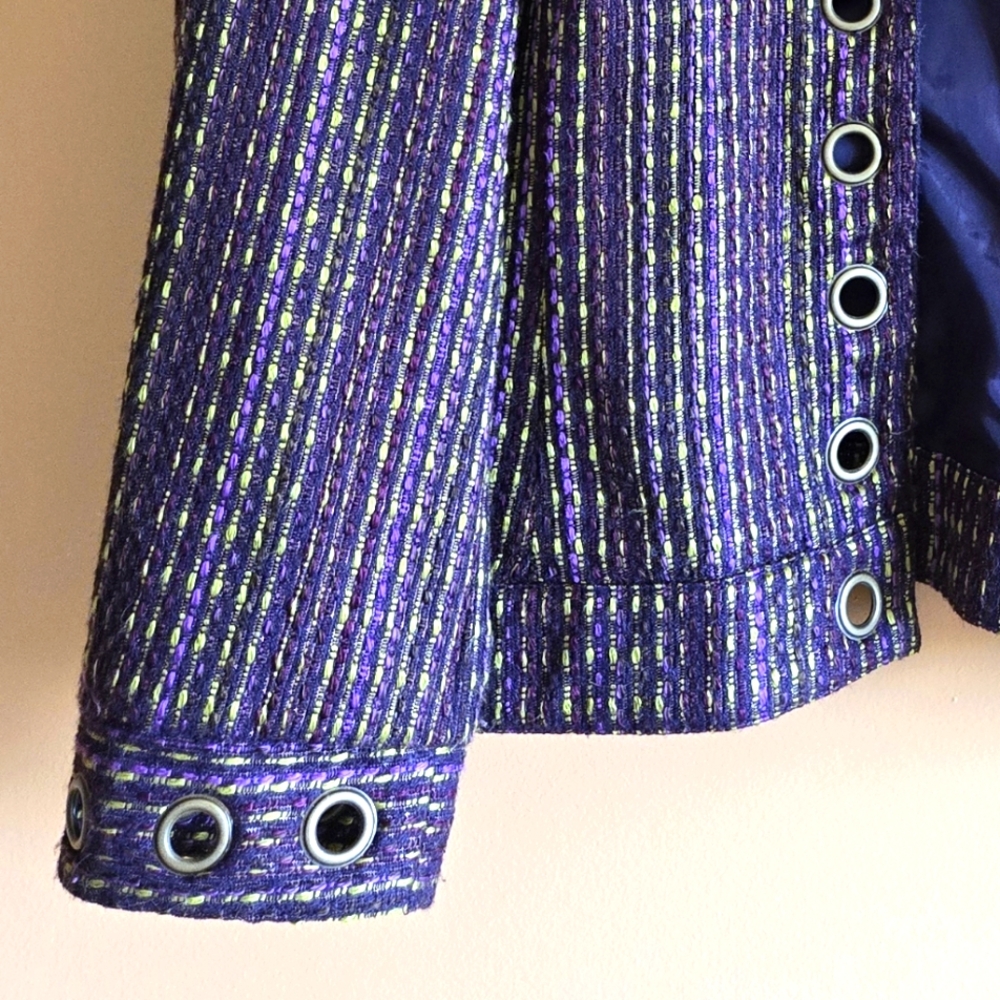 Multiples Grommet Accent Metallic Open Jacket, XL (PTP=22") - Picture 3 of 4